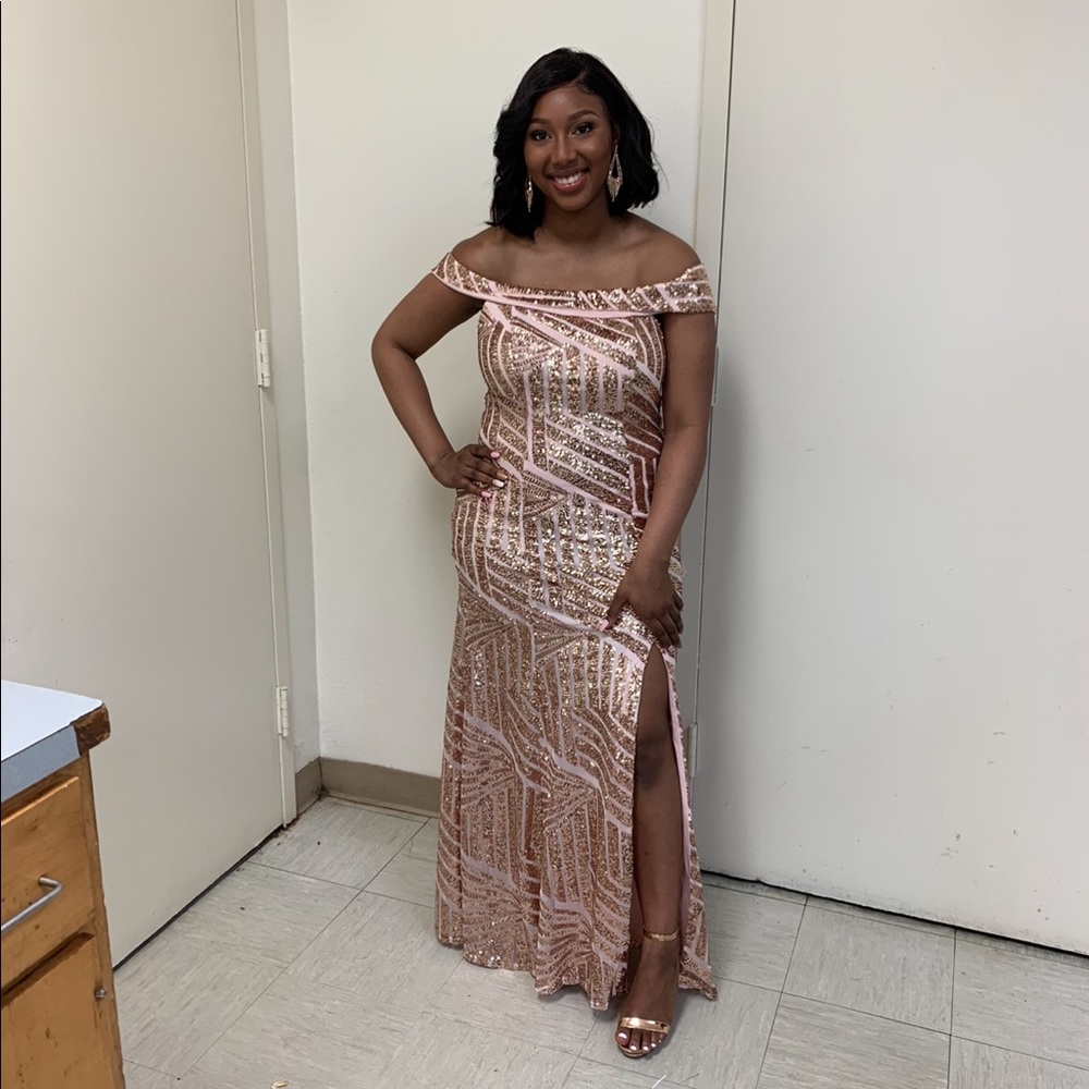 Rose gold prom dress